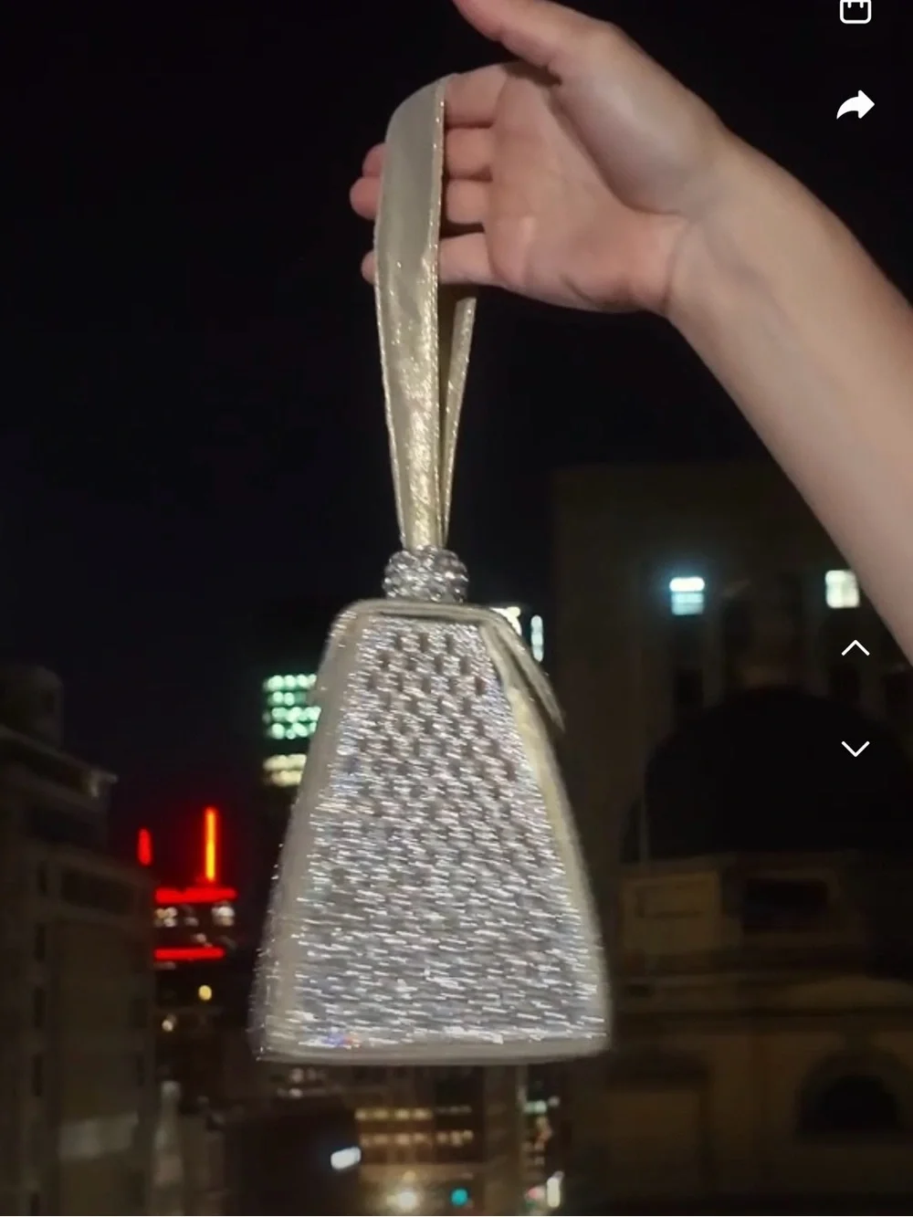 Silver Crystal Pyramid Evening Bag